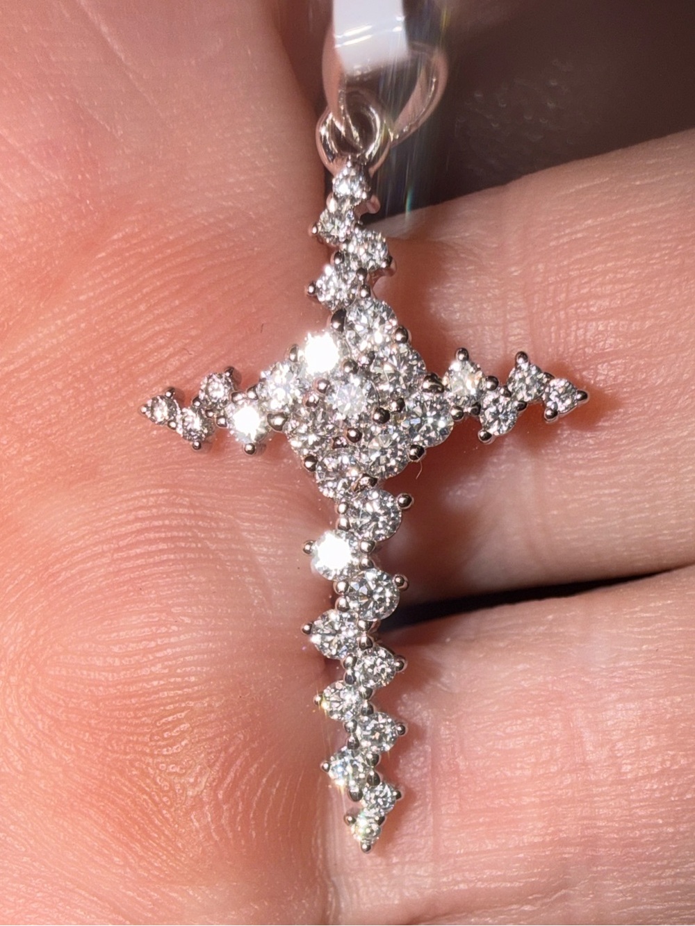 GRA CERTIFIED MOISSANITE DIAMOND 1CT CROSS PENDANT 925 STERLING SILVER NEW - Picture 12 of 13